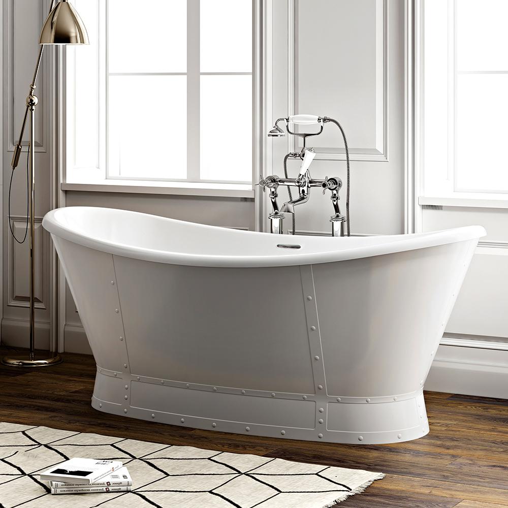 66 Mena Acrylic Double Slipper Freestanding Tub With Integral Drain Magnus Home Products