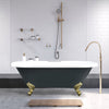 67" Harrier Acrylic Clawfoot Tub - Grey Exterior with Brushed Brass Feet & Pop-Up Drain