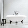 67" Harrier Acrylic Clawfoot Tub - White Exterior with Matte Black Feet & Pop-Up Drain