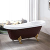 67" Waler Acrylic Slipper Clawfoot Tub - Crimson Red Exterior