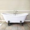 Picture of 68" Farmstead Acrylic Double-Slipper Clawfoot Tub - Gray Wood Base