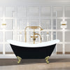 69" Merlin Acrylic Double Slipper Clawfoot Tub - Black Exterior with Brushed Brass Feet & Pop-Up Drain