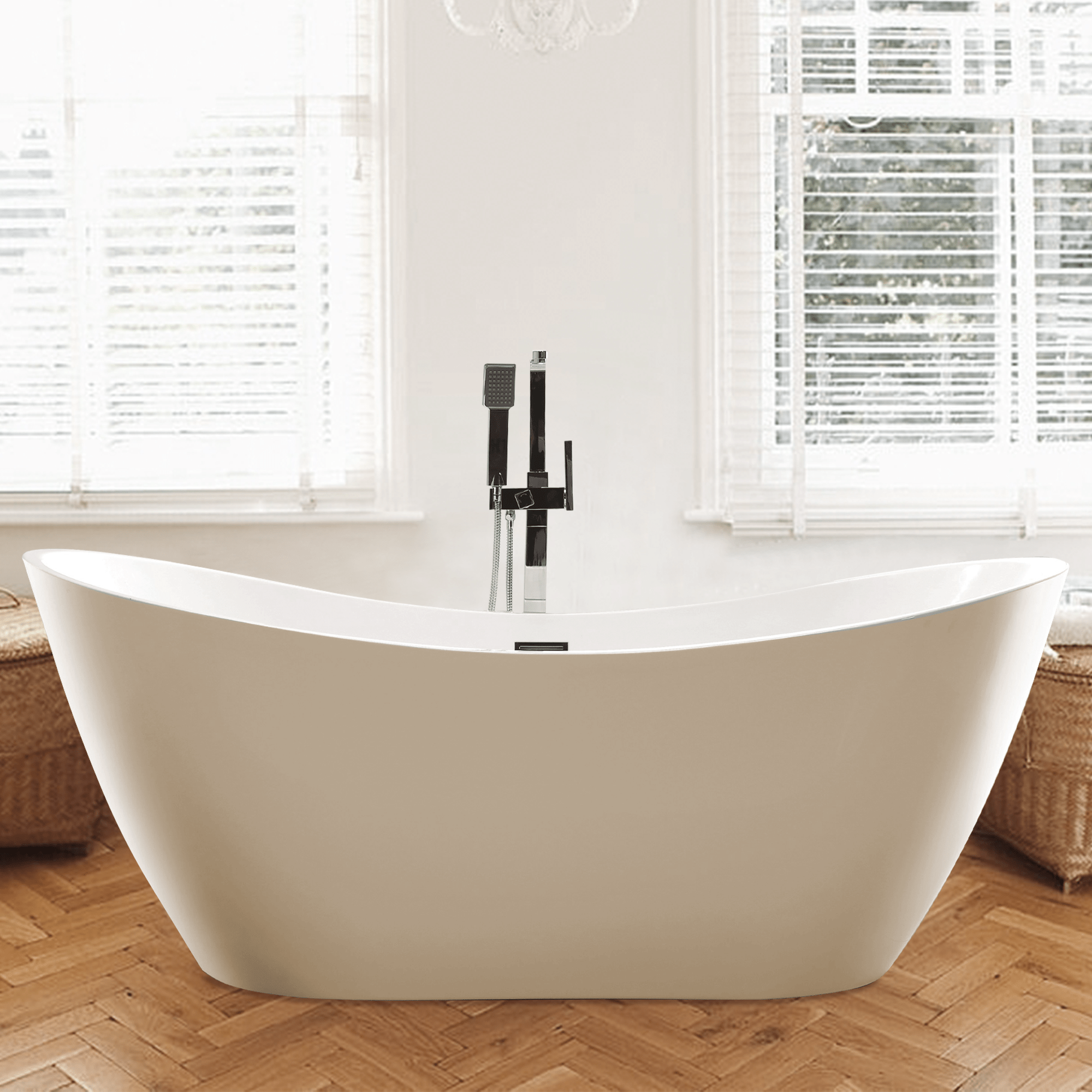 71 Carzer Acrylic Double-Slipper Freestanding Tub