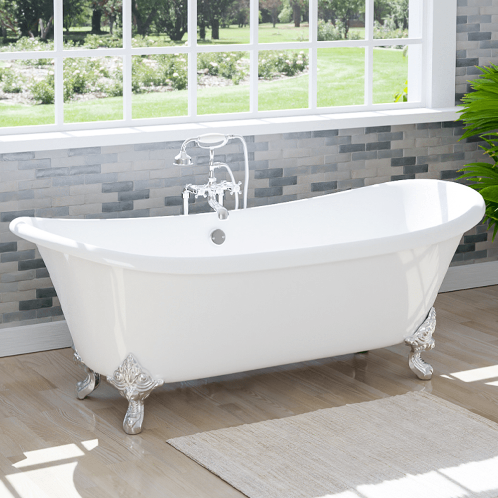 clawfoot tub width