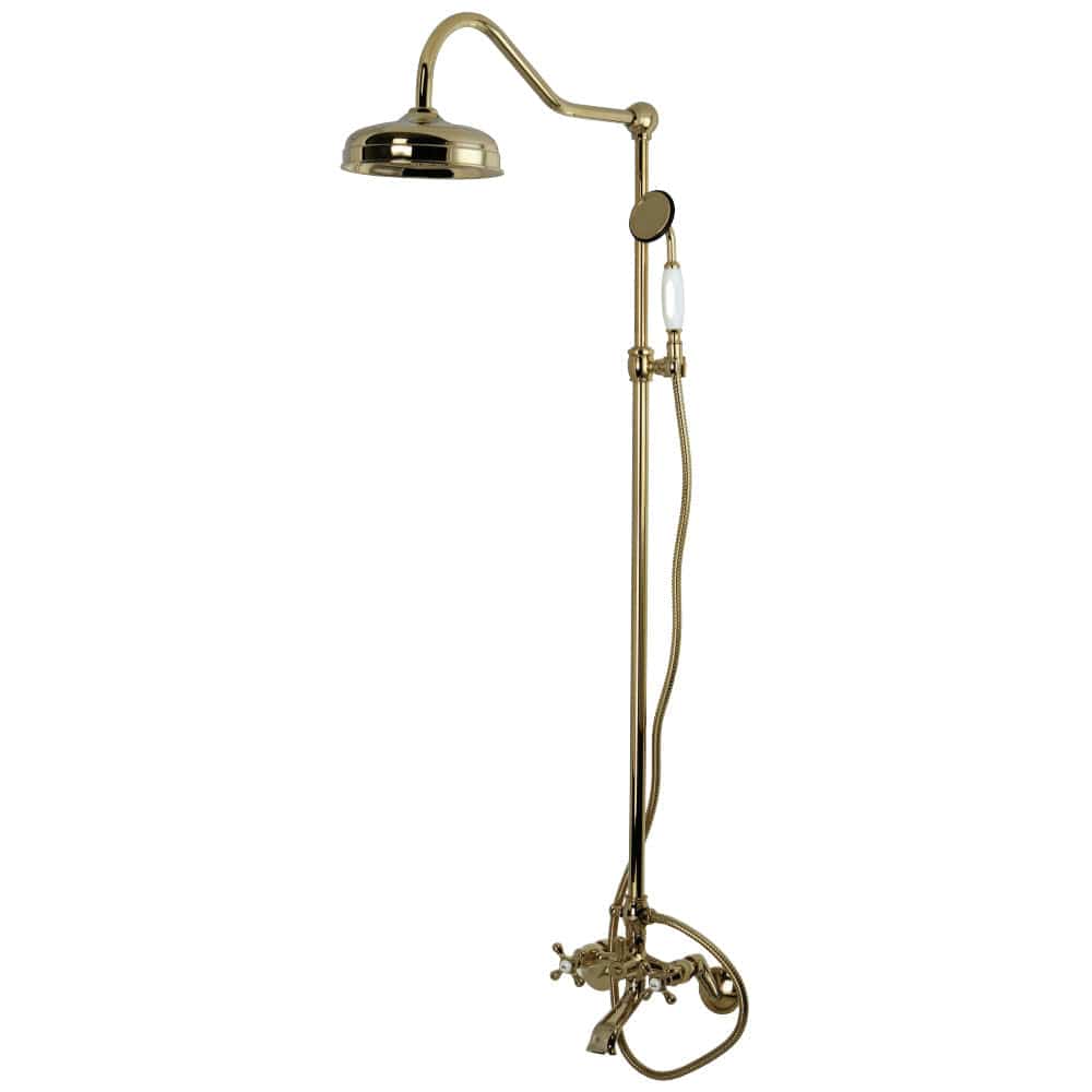 Juno Romanian Antique Brass Finish Clawfoot Tub Faucet and Shower Set