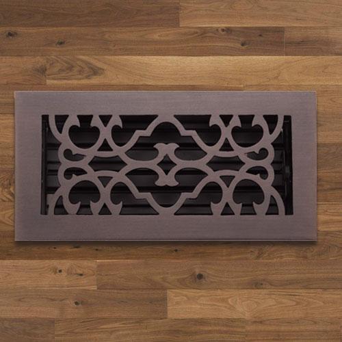 Brass Grille Vent Register for Floor Wall or Ceiling: IS 9.75 X 11.75; OS  12 X 14 (ZM-1912)