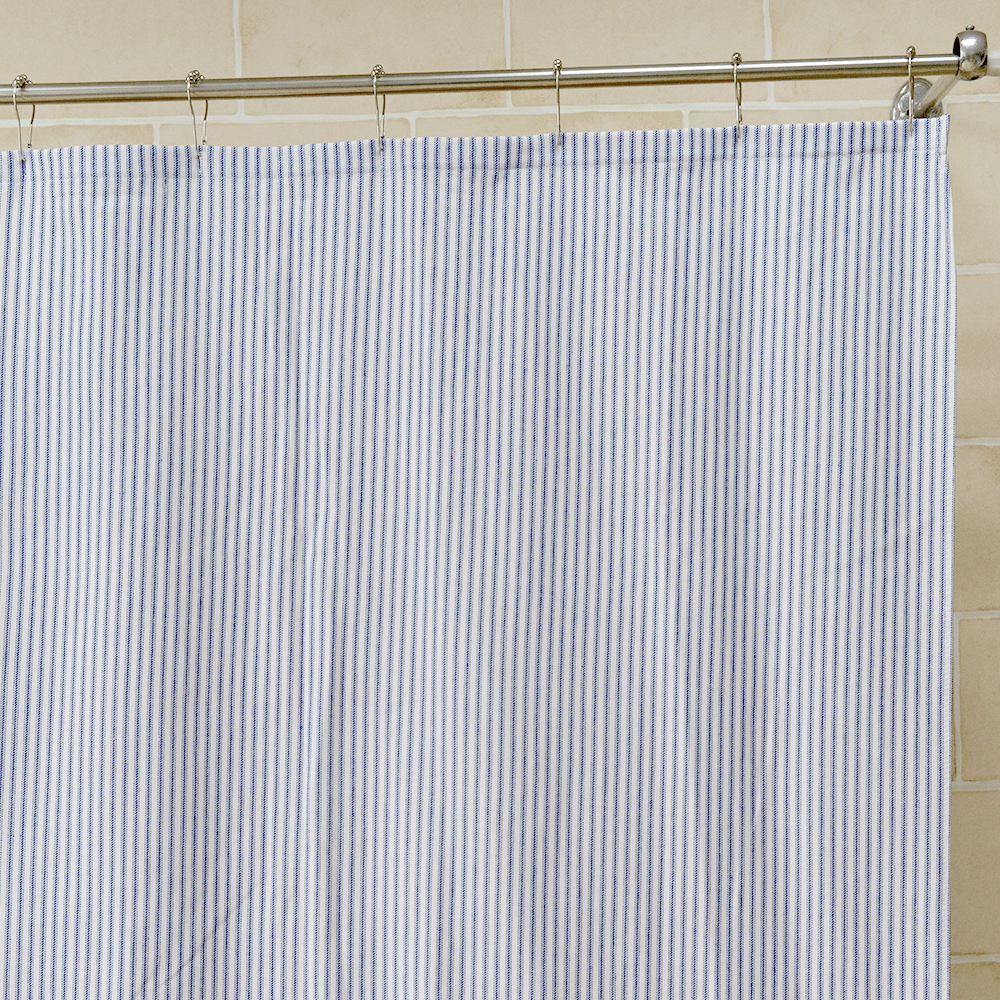 Cotton Duck Shower Curtain White Blue Stripes Magnus Home Products