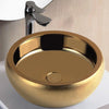 Crete Vitreous China Vessel Sink - Gold with Floral Exterior Design