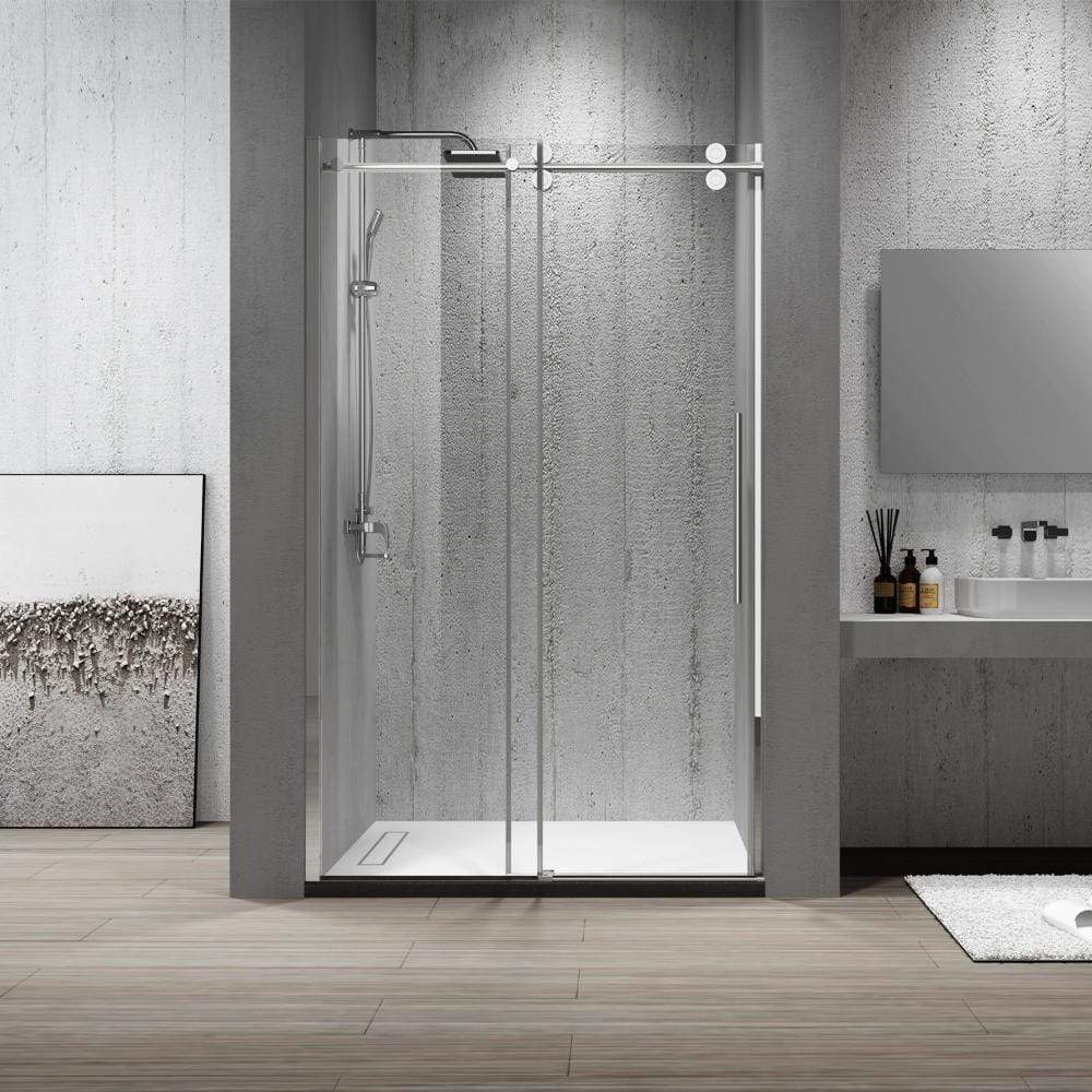 Dartmoor 48 W X 76 H Single Sliding Frameless Shower Door In Chrome Magnus Home Products