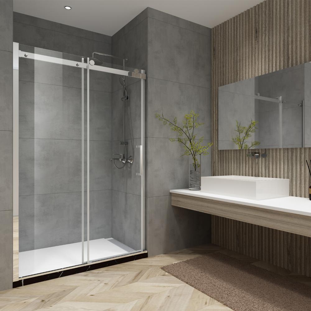 Garrano 48 W X 76 H Single Sliding Frameless Shower Door In Chrome Magnus Home Products