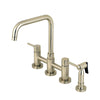 Gonzalo Two-Handle Bridge Kitchen Faucet with Brass Sprayer
