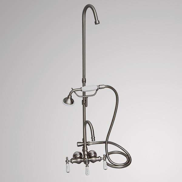 Gooseneck Leg Tub Diverter Faucet with Hand Shower and Riser