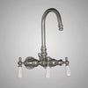 Gooseneck Leg Tub Wall-Mount Diverter Faucet with Porcelain Handles