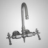 Gooseneck Wall-Mount Tub Faucet with Metal Lever Handles