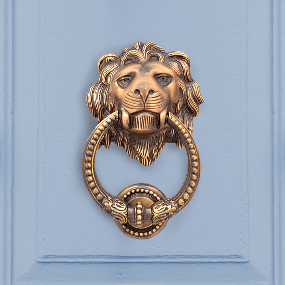 Lion Head Brass Door Knocker Unique Door Knocker Front Door Knocker With  Gold Finish Rare Home Decor Solid D…