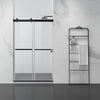 Skyros 48" W x 76" H Double Sliding Frameless Shower Door in Matt Black