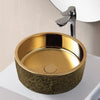 Picture of Tama Vitreous China Vessel Sink - Gold with Floral Exterior Design