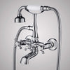 Traditional Bathroom Wall-Mount Tub Faucet with Hand Shower - Flat Body