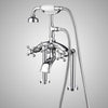 Traditional Deck-Mount Tub Faucet with Metal Hand Shower - Angular Body and Vintage Couplers