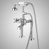 Traditional Deck-Mount Tub Faucet with Metal Hand Shower - Flat Body and Modern Couplers