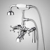 Traditional Deck-Mount Tub Faucet with Metal Hand Shower - Flat Body and Vintage Couplers