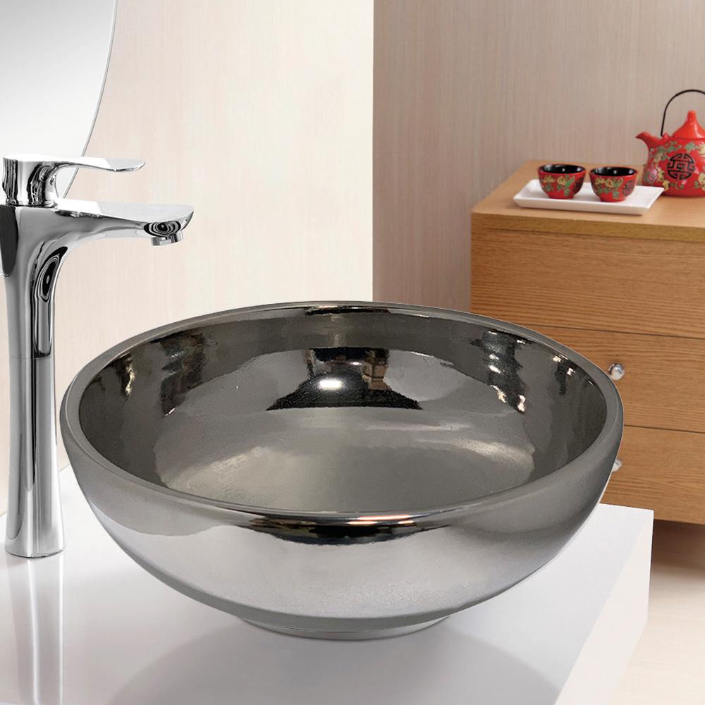Virgelle Vitreous China Vessel Sink -  Polished Silver