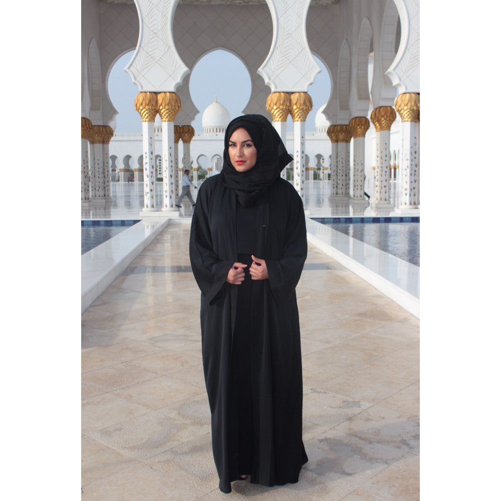 plain black open abaya uk