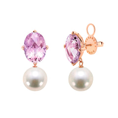 ALESSANDRA DONA PEARL AND AMETHYST EARRINGS IN GOLD