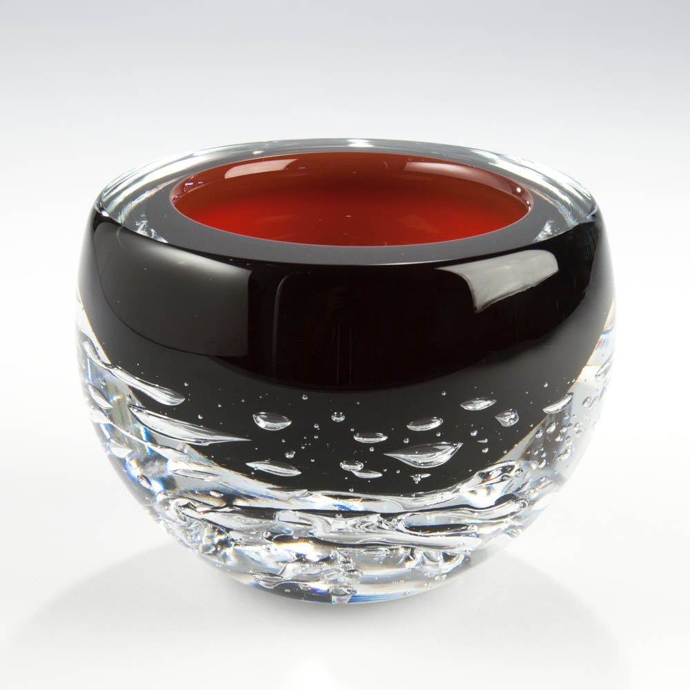 Small Blown Glass Bowl: Red  Art by Fire Glass Gallery and School