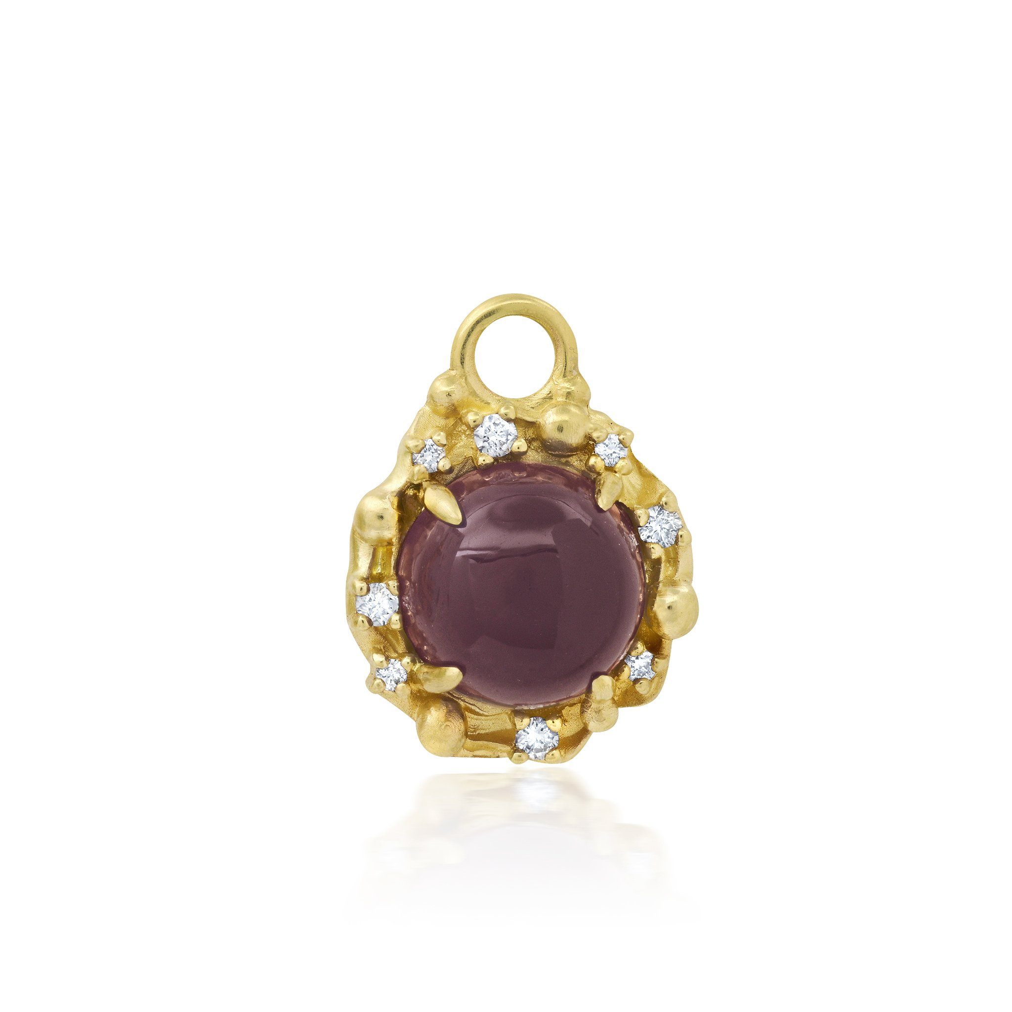 Round Diamond Purple Sage Chalcedony Charm