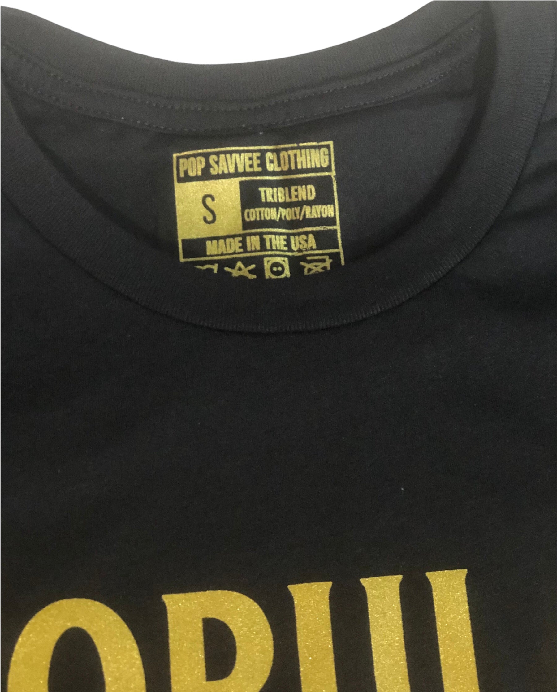 Designer Gold Label Short Sleeve Crewneck T-Shirt w/ Metallic Gold “Po ...