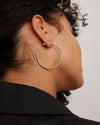  Jennifer Fisher - 1.5'' Thread Baby Hoops on model - Yellow Gold