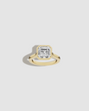 Square shaped diamond on gold band