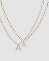 Floating Diamond Minimal Block Letter Pendant - 18K Yellow Gold