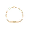Jennifer Fisher - Skinny ID Bracelet with 2 White Diamonds on Long Link Chain - Yellow Gold