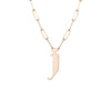 Large Gothic Letter Pendant on Long Link Chain - 14K Rose Gold