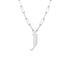 Large Gothic Letter Pendant on Long Link Chain - 14K White Gold