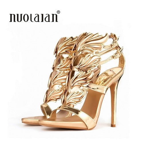 women pumps leaf flame high heel  sexy peep toe sandals