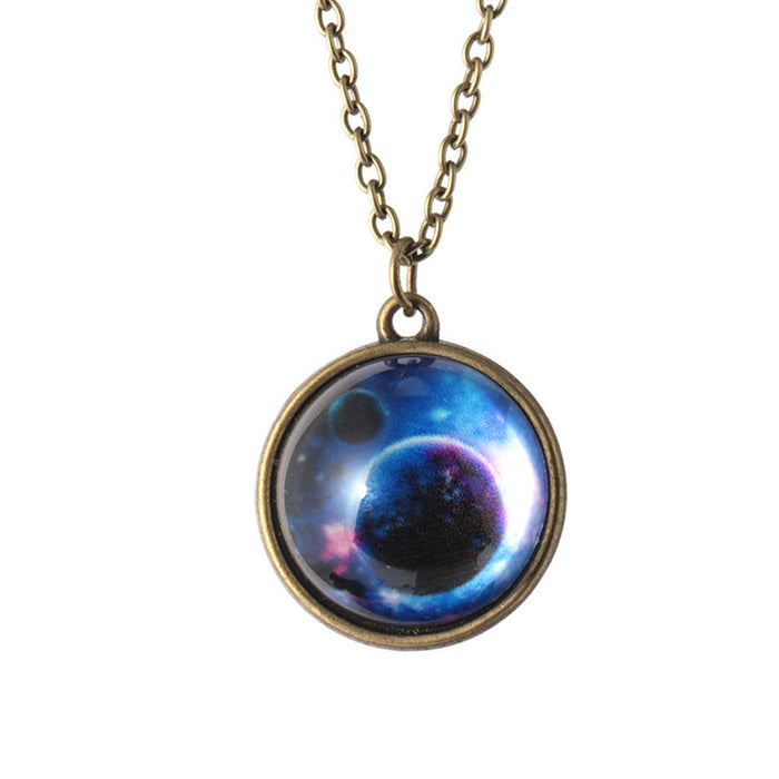 Solar System Necklace Pendant Planet Necklace Galaxy Double Sided Glas ...