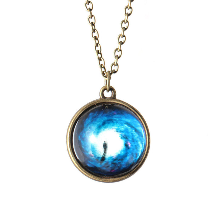 Solar System Necklace Pendant Planet Necklace Galaxy Double Sided Glas ...