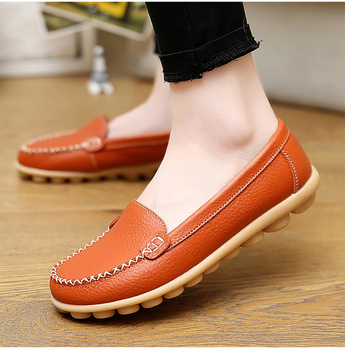 Genuine Leather Woman Soft Flats Ladies 