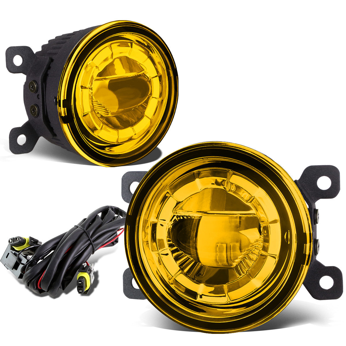 3.5" Round Amber Lens LED Projector Fog Light - w/Mount Kit+Bulbs - CA