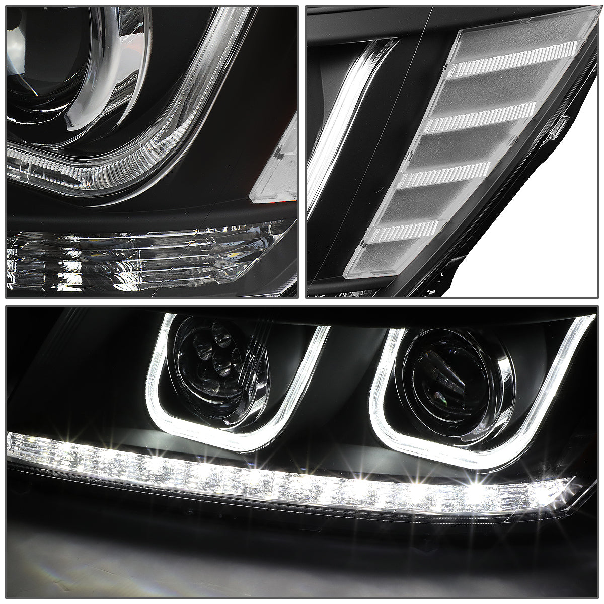 09-17 Dodge Journey LED DRL+Turn Signal Projector Headlights - Black H ...