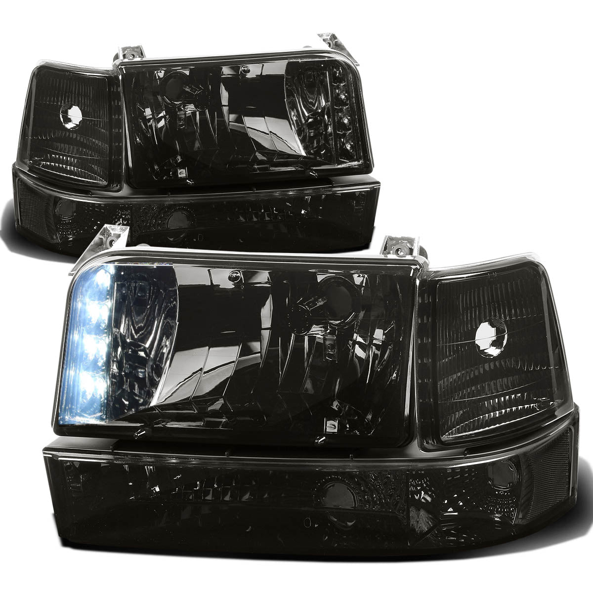 92-96 Ford F150 F250 F350 Bronco LED DRL Headlights Bumper Lamp - Smok