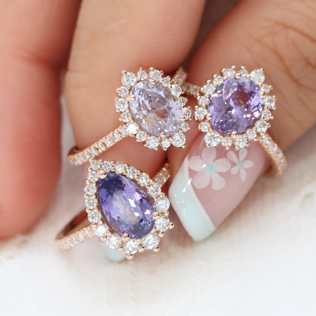 Natural lavender sapphire ring stacks rose gold by la more design jewelry