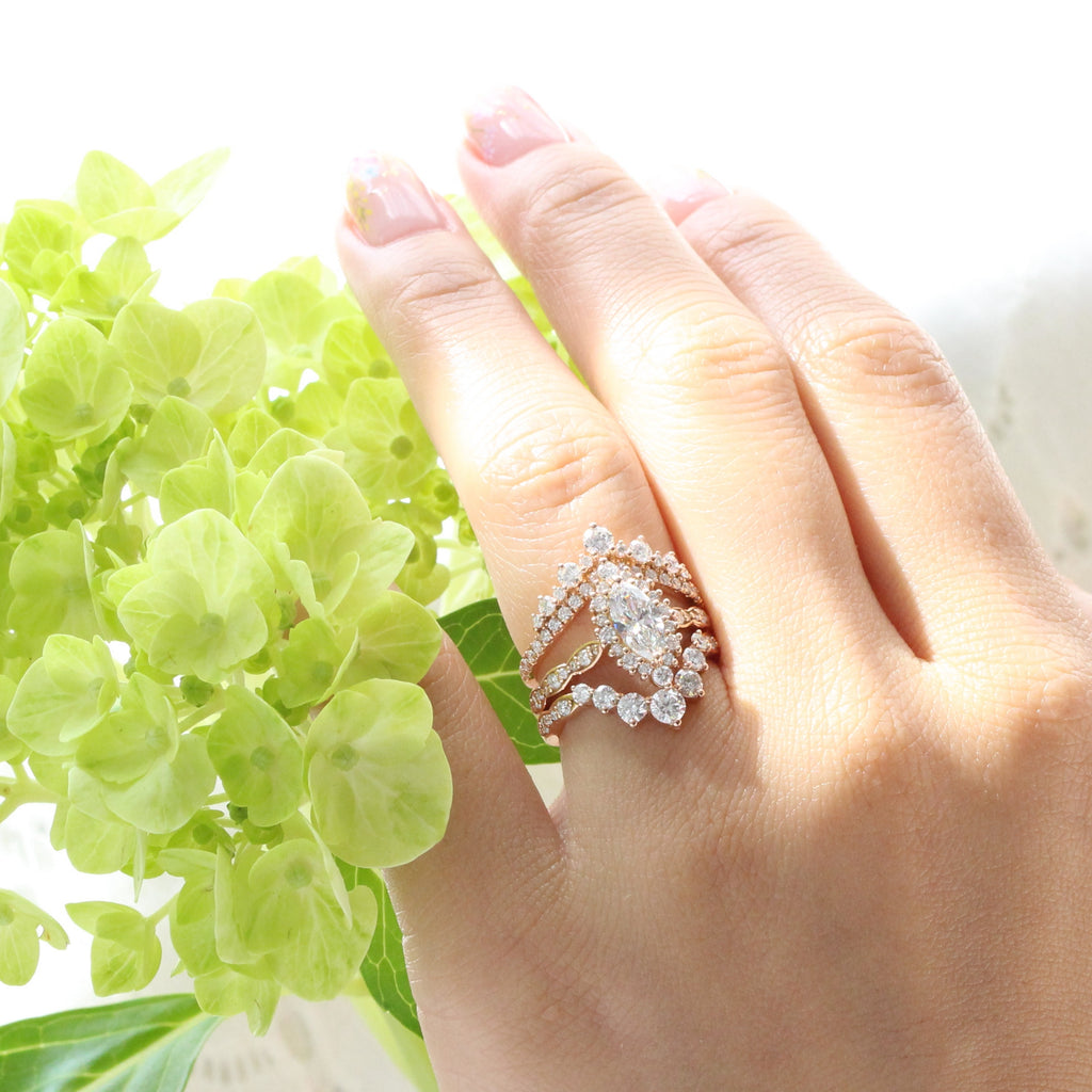 Alternative marquise lab diamond ring stackable wedding set la more design jewelry