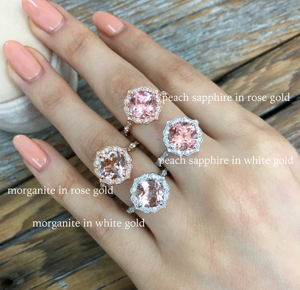 Morganite and Peach Sapphire | La More 