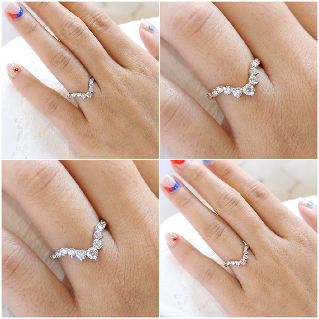 unique deep curved diamond wedding ring la more design jewelry