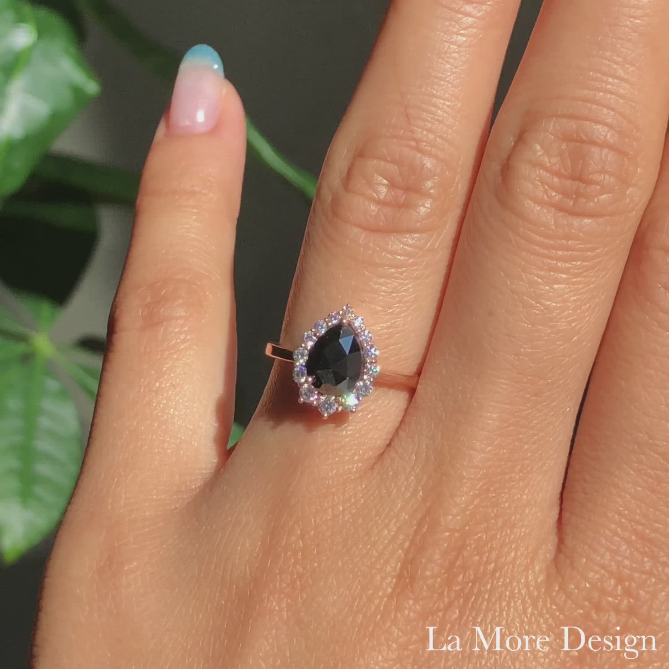 black diamond pear cut engagement rings