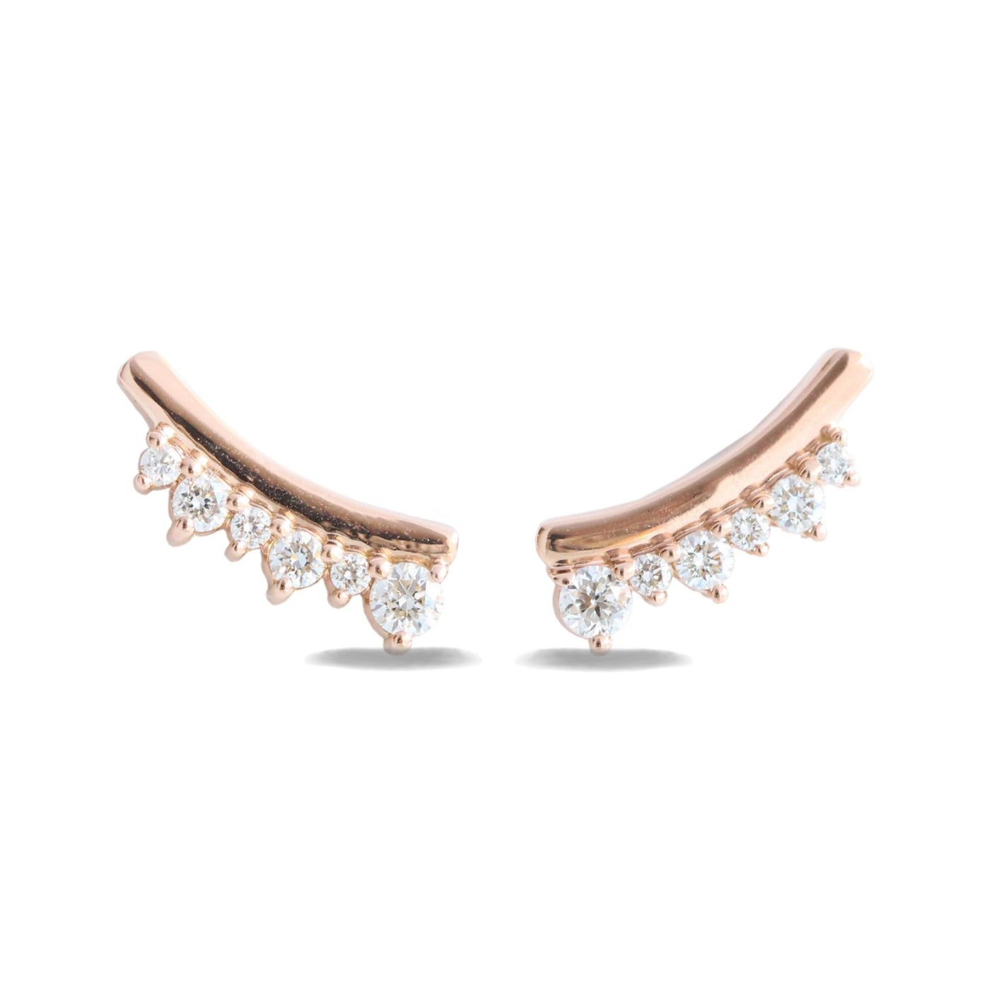 Curved Crown Diamond Earrings in Rose Gold Studs | La More Design